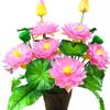 Artificial Lotus Flower Set for Buddhist Offerings - Silk Fake Flowers In Small Pots for Home Decoration