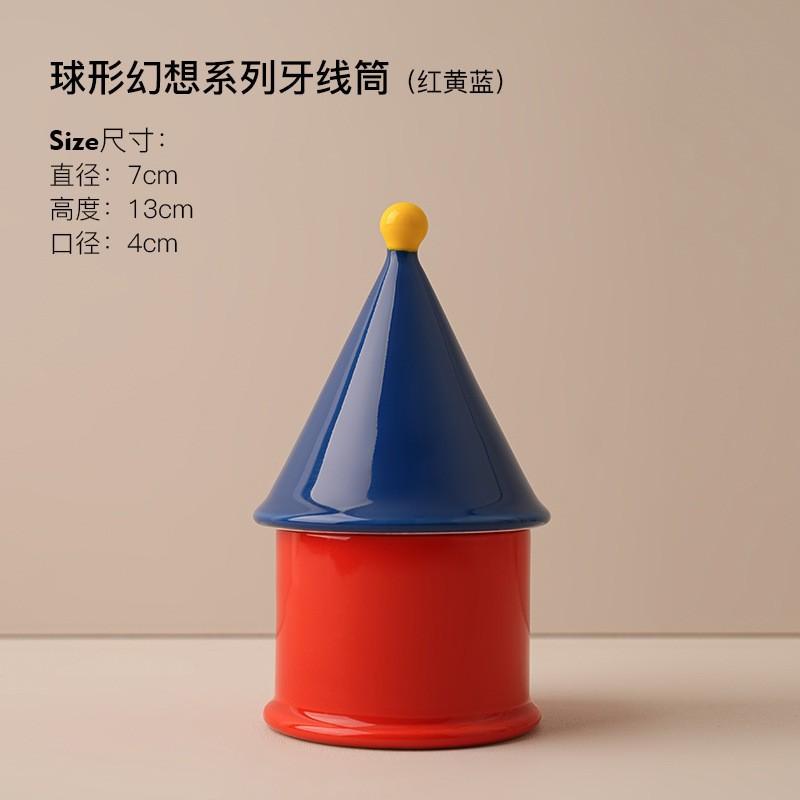 Creative Dopamine Ceramic Tissue Box Vase Floss Holder Home Desktop Decor