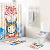 Christmas Shower Curtain Floor Mat Combination Four-Piece Set Bathroom Toilet Carpet Shower Room Mat Foot Mat
