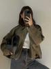 Autumn Casual Velvet Texture Stand Collar Flight Jacket Women's