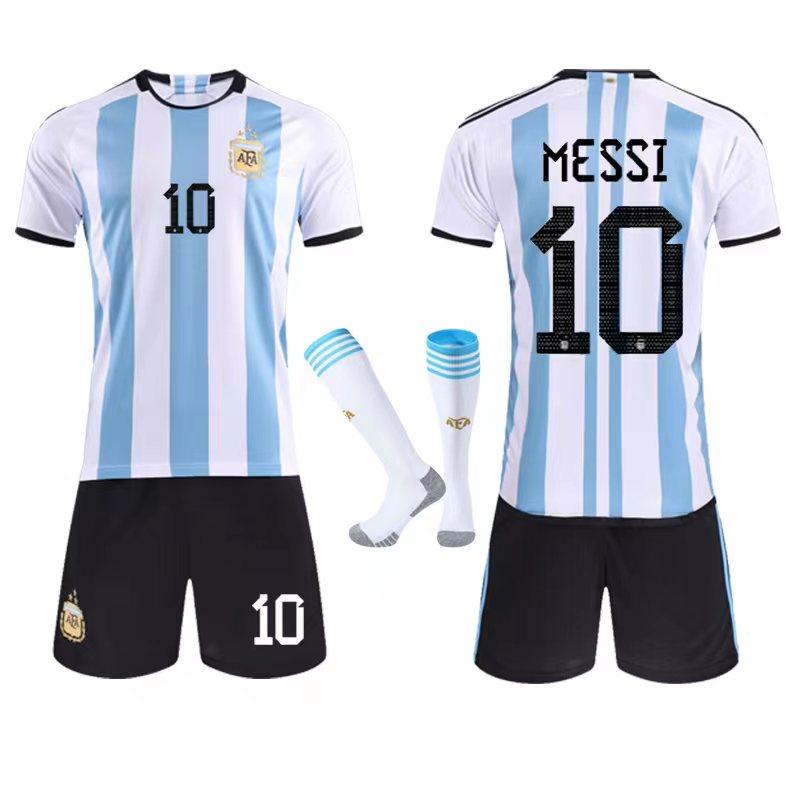Argentina Messi #10 Soccer Jersey Set Quick Dry Breathable Adult Youth Football Kit