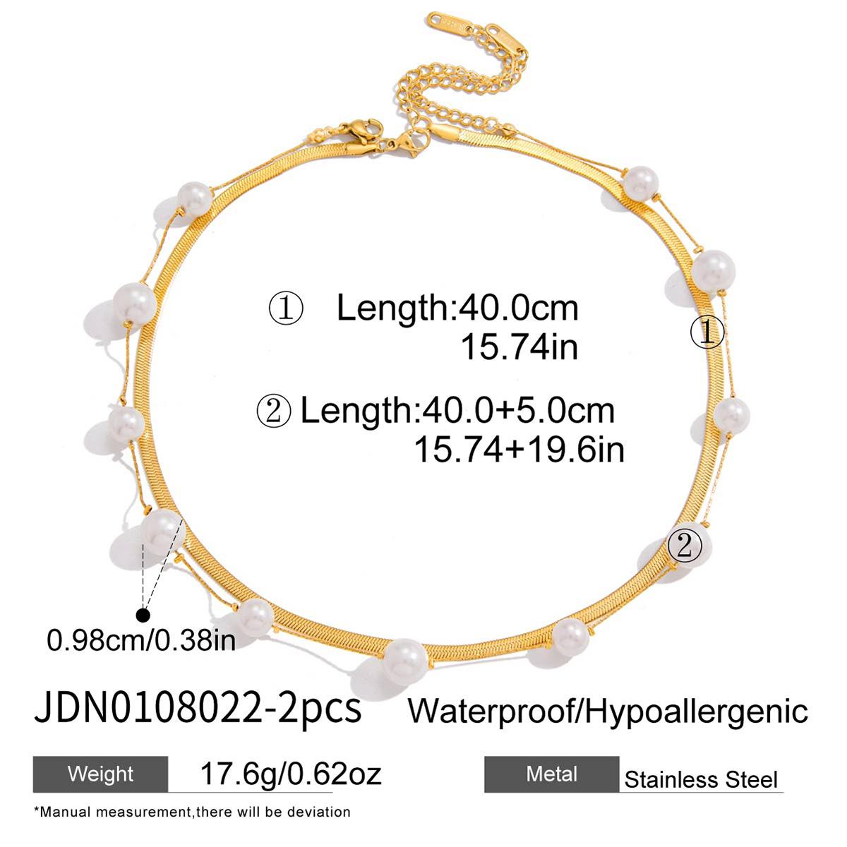 

Youthway Elegant Imitation Pearl Necklace For Women Gold Plated Stainless Steel Chain Necklace Simple Fashion Jewelry Gift