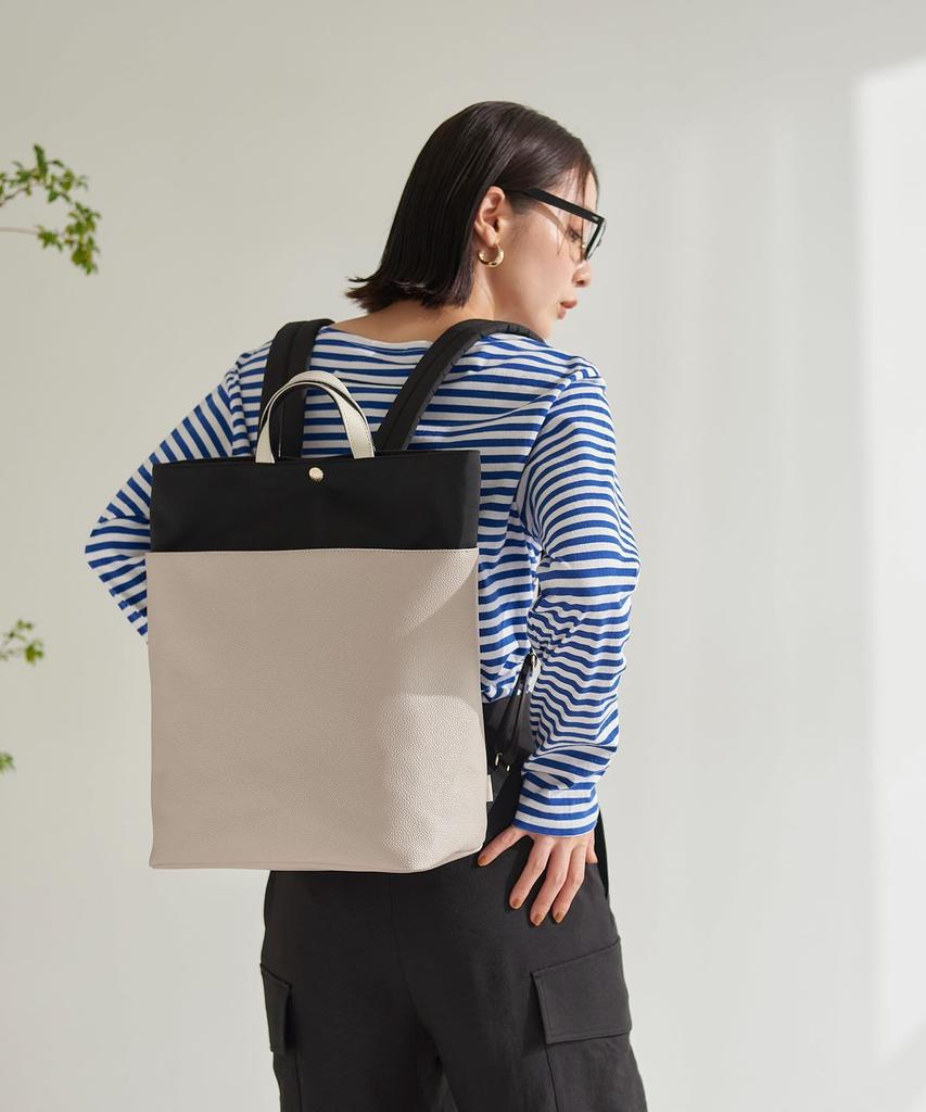 SCOTCH GRAIN Bag Bicolor A4 Backpack Rucksack 503082100223 Sand Gray One Size [Topkapi] Mother's Women's