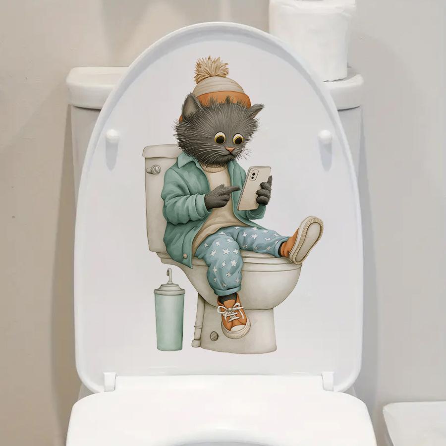 1 PC Funny Animal PVC Toilet Seat Stickers Monkey Zebra Giraffe Decals Waterproof Bathroom Wall Door Decor Creative Removable Decals