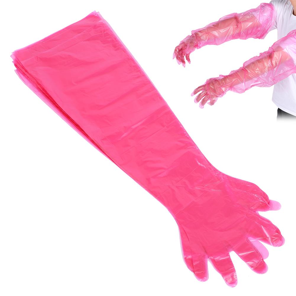 50 Stück Einweg-Armhandschuhe Weich Elastisch für Vieh Tierärztliche Untersuchung Rot