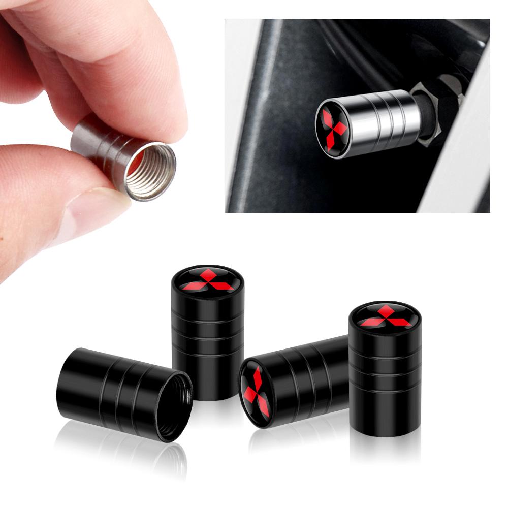 Gjbf4 4pcs Car Tire Valve Caps Auto Motorcycle Bicycle Wheel Hub Valve Stem Cover Decor For Mitsubishi Ralliart L200 Pajero Eclipse