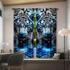 Tiger Printed Curtains Pole Opening Window Decorations Home Decoration Room Curtain Made Of Polyester