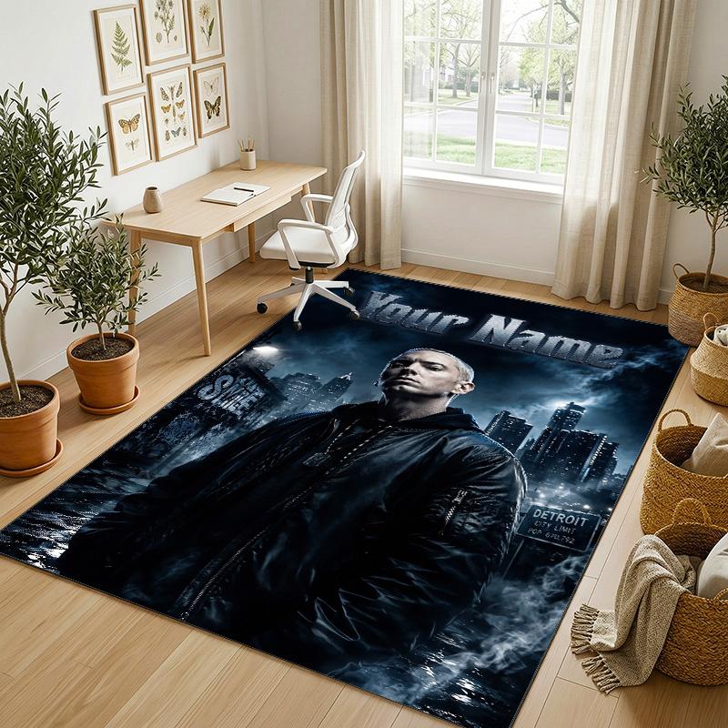 Personalized Crystal Velvet Carpet,Eminem Custom Printed Name, Plush Area Rug For Home Indoor Decor