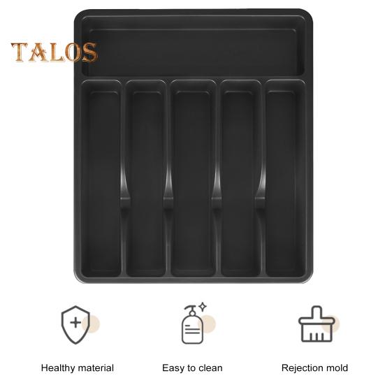 Cutlery Drawer Organizer Tray 6 Compartment Plastic Storage Box for Kitchen Utensils Forks Spoons Cutter Sturdy BPA-Free Divider Holder