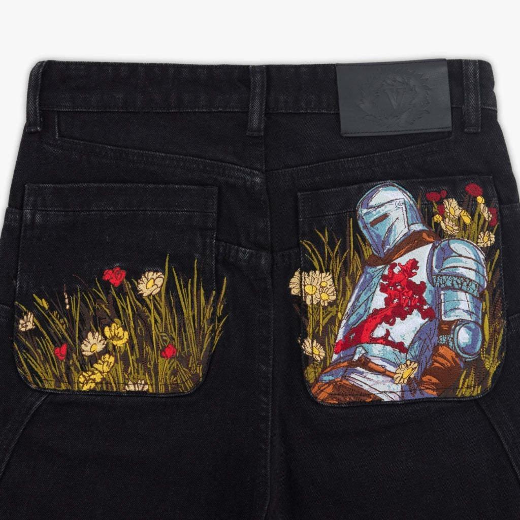 Jeans larghi Hip Hop Cavaliere Caduto Y2k Vintage Streetwear Harajuku Tasca Pantaloni Cargo Dritti Pantaloni di Jeans Unisex Uomo Donna
