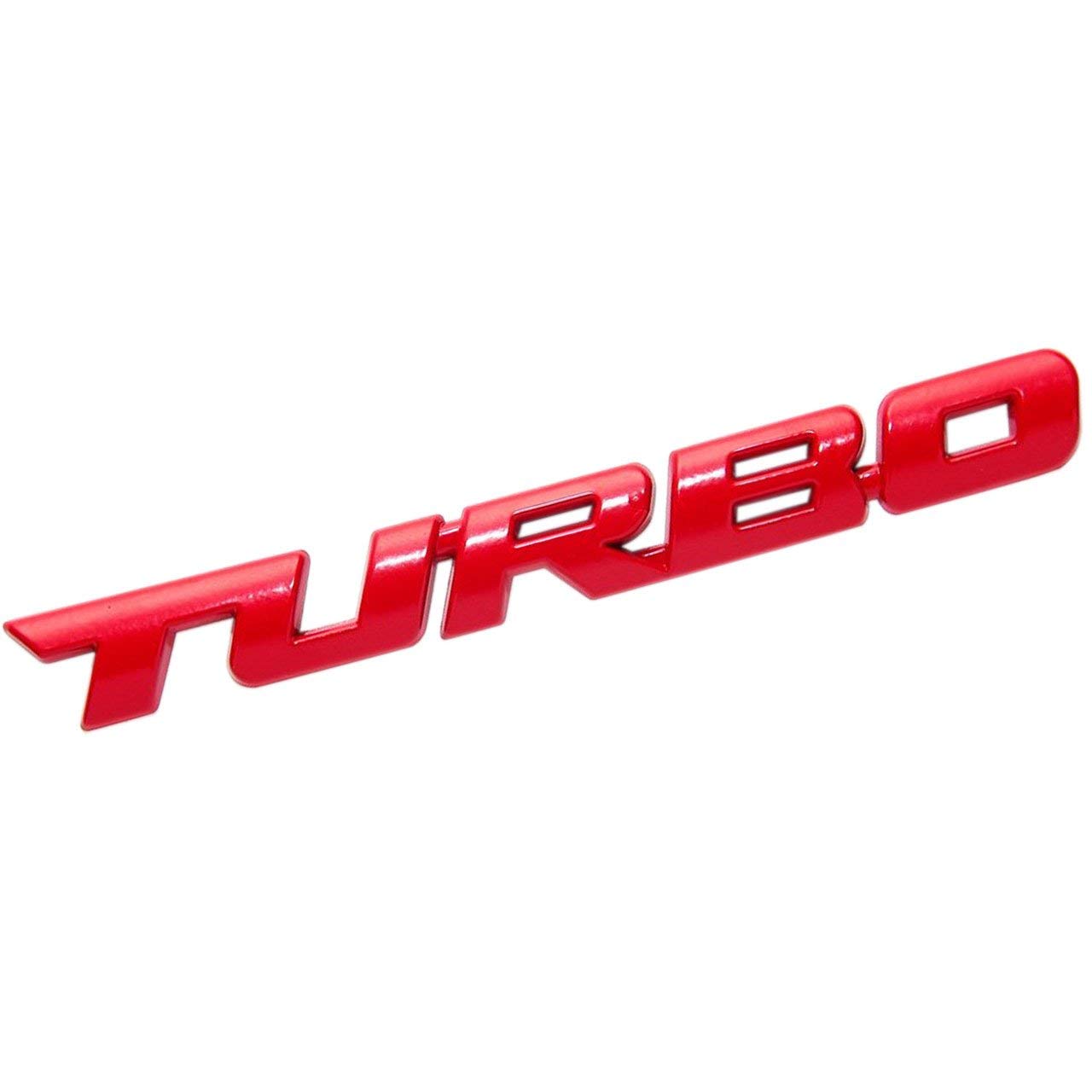 CarOver [3D Metal] Universal TURBO Sticker Turbo Car 3D Cool красный
