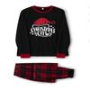 Qiylii Christmas Pajamas Set for Family Matching, Parent-Child Long Sleeve Letters Print T-shirt with Plaid Pants Loungewear