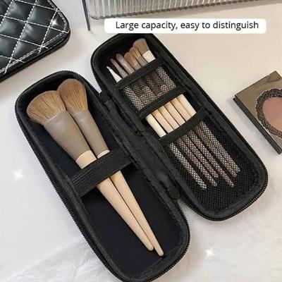 1 bolsa de cosméticos negra, impermeable, con doble cremallera, para brochas de maquillaje, para mujer, portátil, de viaje, para brochas de maquillaje.