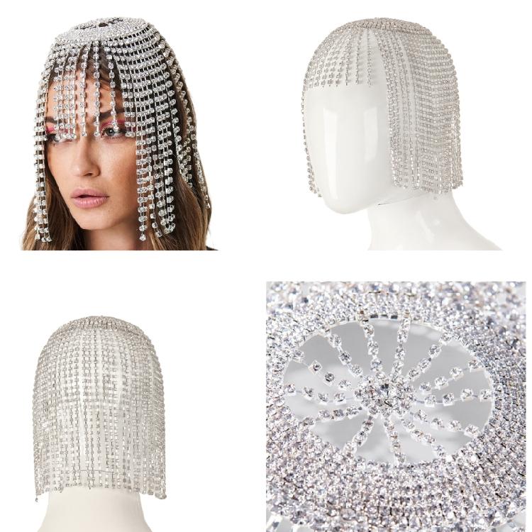 Lady Head Cover Hat Night Club Headdress Adult Stage Props Charming Hair Chain