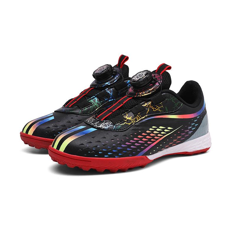 2025 new rotating button children's football shoes boys and girls TF broken nail training sneakers