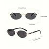 Oval Frameless Women'S Fashion Glasses Metal Frame Hip-Hop Trendy Style for Decorative Eyewear