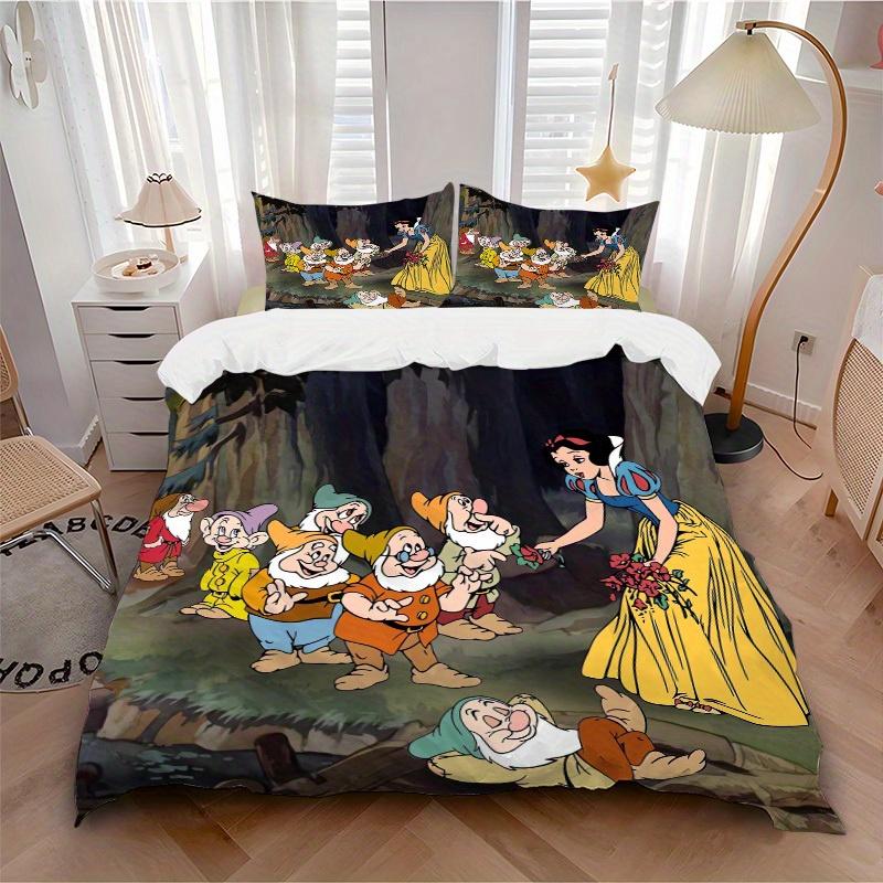 

3pcs set Snow White, Seven Dwarfs, Forest print bedding quilt cover, soft and comfortable quilt cover suitable for bedroom and guest room44 135x200cm
