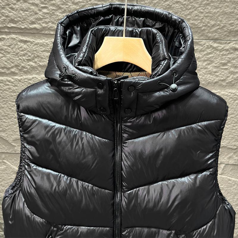Ärmellose Winterparkas für Herren, Oberteile mit Kapuze, Übergröße, lässige dicke warme schwarze Weste für Herren-Oberbekleidung