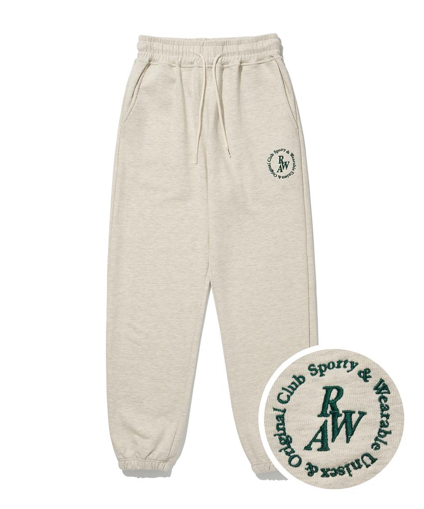 RAW LAB Circle Raw Embroidered Jogger Pants (Oatmeal)