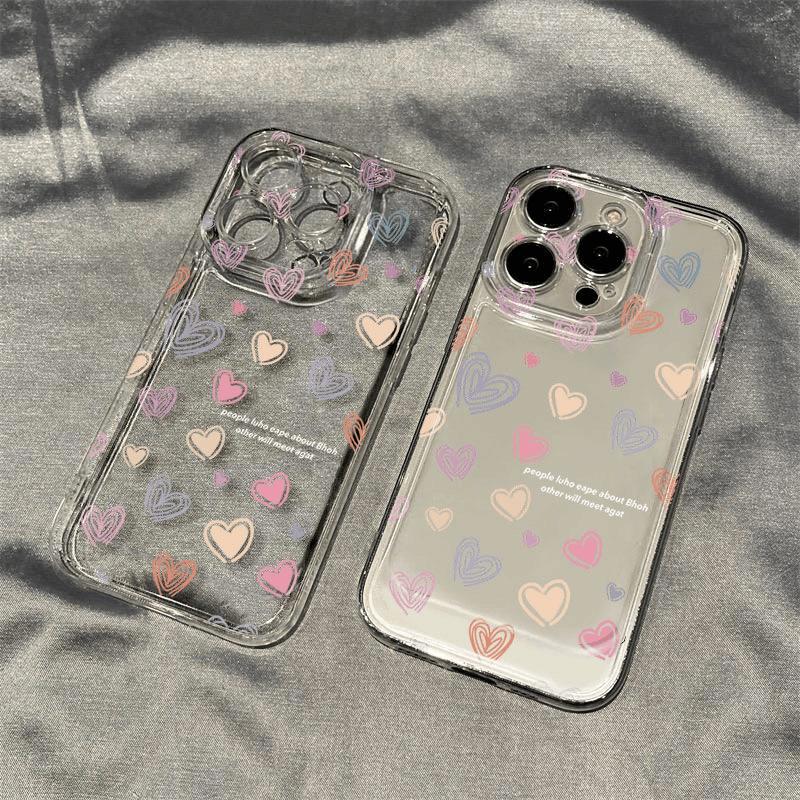Full Screen Line Love iPhone17Promax Mobile Phone Case Is Suitable for Apple 16Pro Transparent 15 Space Case Max.