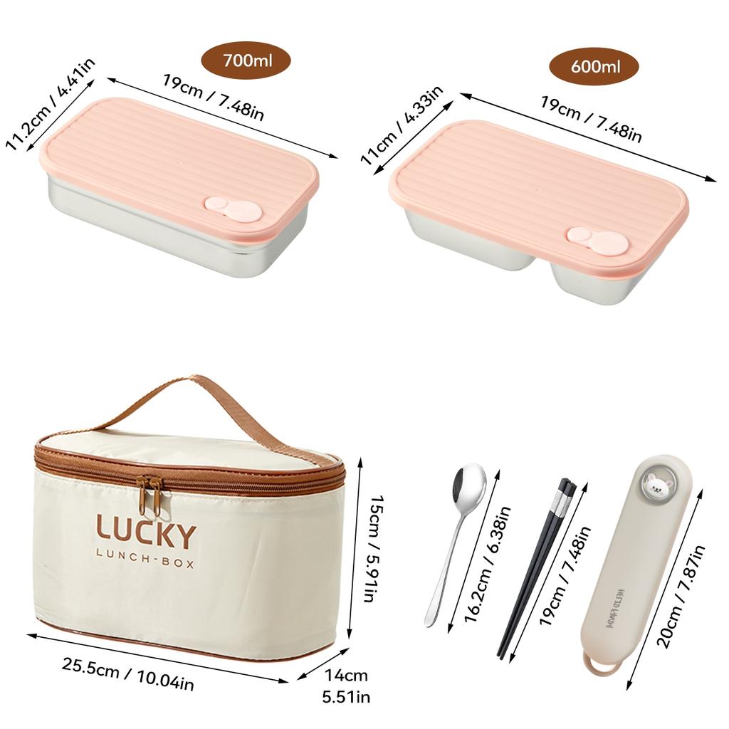 New Portable 304 Stainless Steel Lunch Box Travel Picnic Sealed Leak Proof Fruit Salad Bento Box For Student Adult