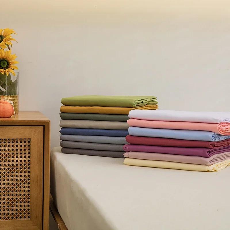 1pc Bed Flat Sheet for Double Bed Soft Bedspread 4 Sides Stitched Solid 120x210 150x230 180x230 220x230 250x230 Bed Sheet Linned