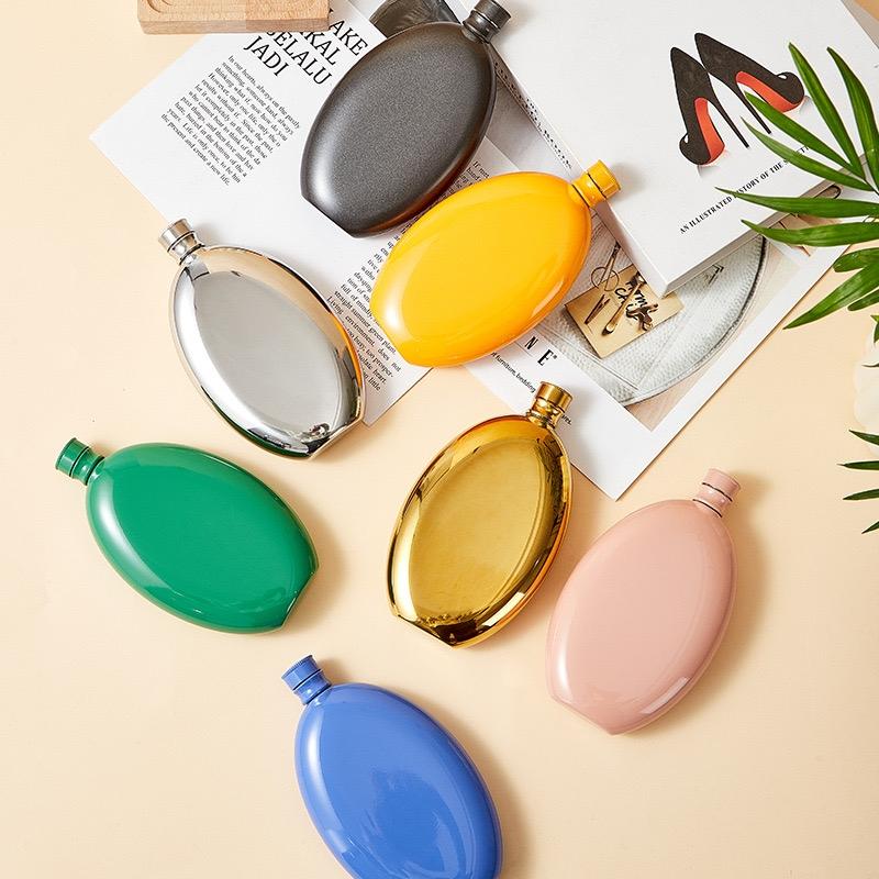 Portable Hip Flask 5 oz Spirits Vodka Cup + Funnel Stainless Steel Camping Whiskey Flask Personalized Oval Shape Flagon Men Gift