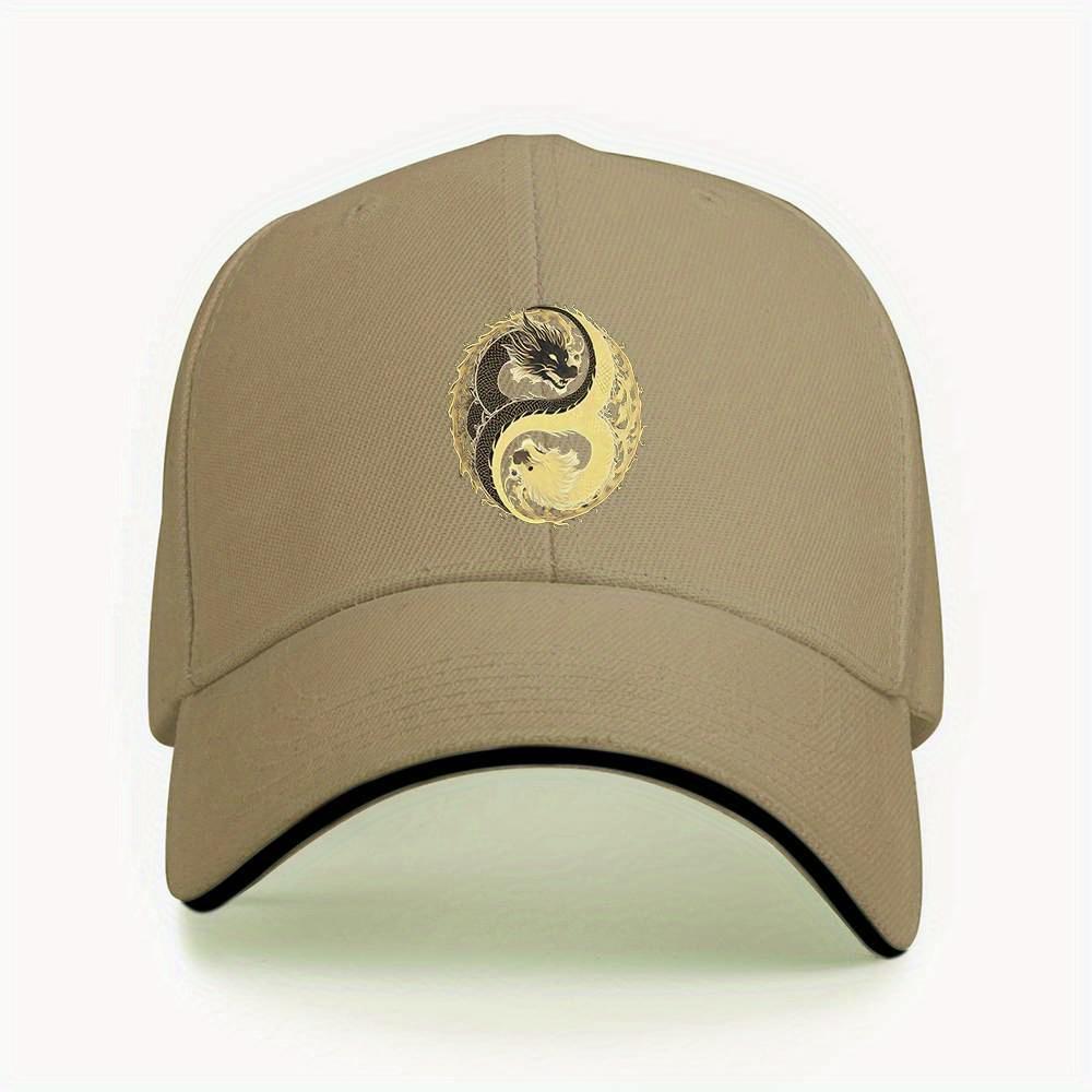 Yin Yang Dragon Graphic Baseball Cap Unisex Lightweight Polyester Outdoor Adjustable Hat