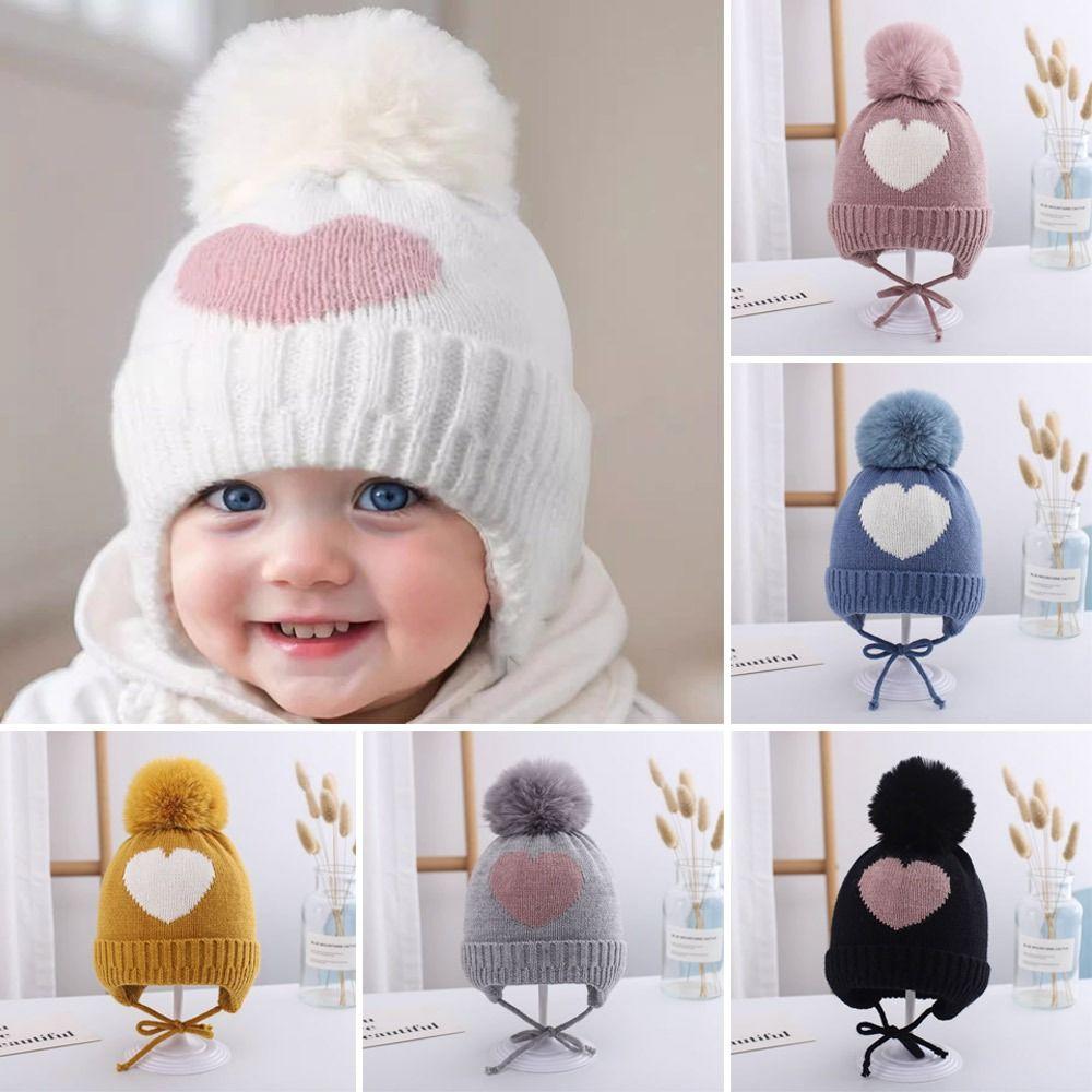 0-3Year Soft Baby Knitted Hat Solid Color Beanie Hats Windproof Winter Hat Boys Girls
