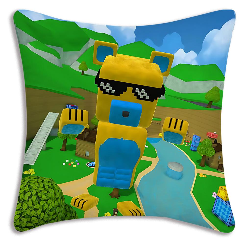 Fundas de almohada de juego S-Super Bear A-Adventure, fundas de cojín decorativas de sofá con estampado de dibujos animados para el hogar, de felpa corta y con estampado a doble cara.