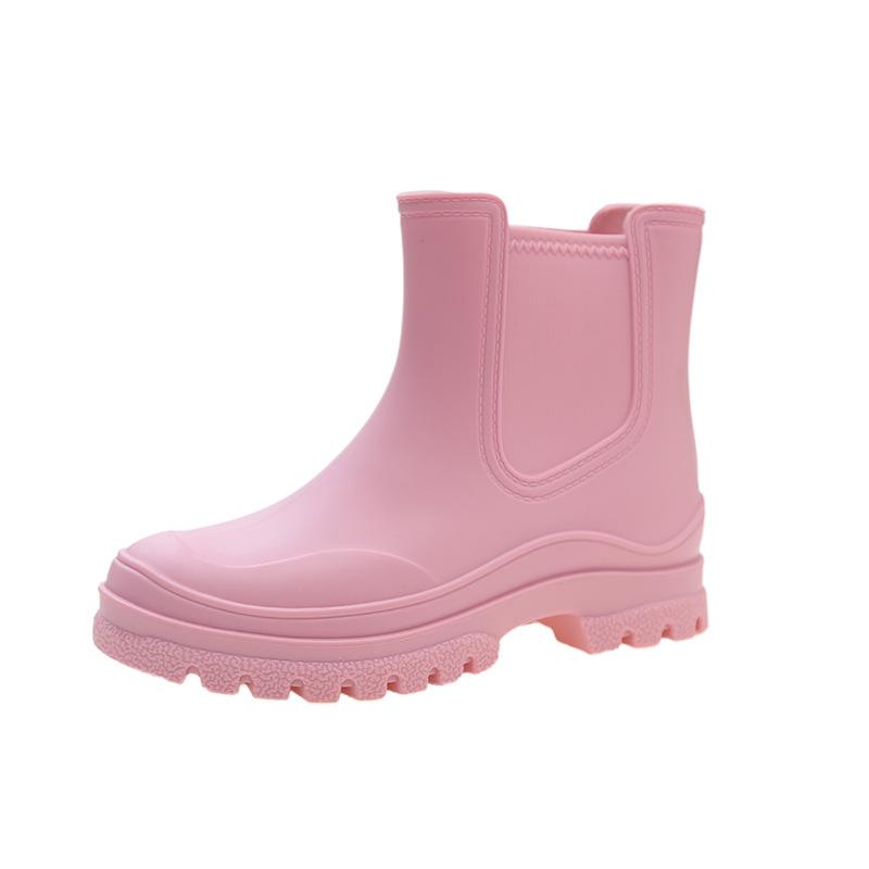Fashion rain boots women's non-slip waterproof shoes simple short tube lightweight water boots rubber cover shoes thick sole outer wear rain shoes