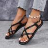 Fashion Women Sandals Fashionable Thong Casual Flat Shoes for Women Plus Size Women Shoes New Style Braided  Elastic Band Beach Sandals