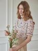 Simpeulleteulo Marie Printed Brown Lace Blouse