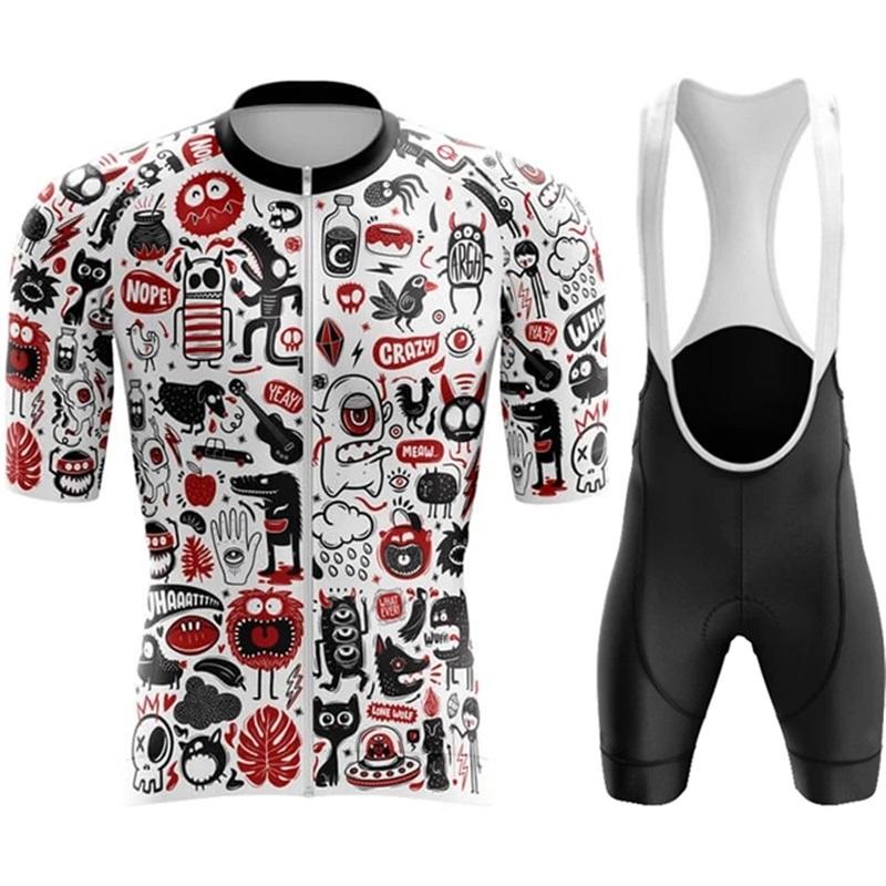 2026 Summer Breathable Cycling Suit Set Pro Team Cycling Clothing Man's MTB Bike Suit Short Sleeve Bike Clothes Ropa Ciclismo Hombre Cartoon