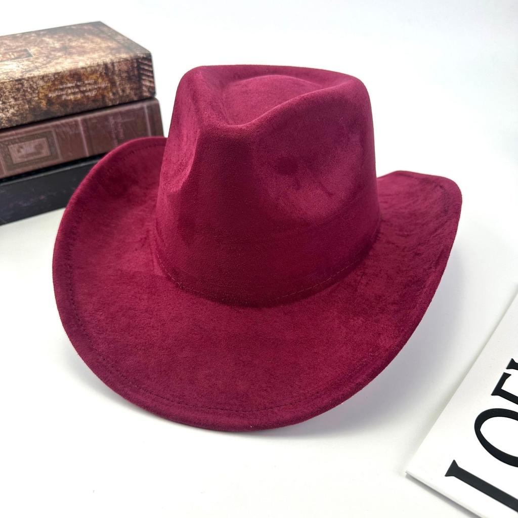 Western Cowboy Hat Women Woolen British Suede Light Board Peach Heart Top Hat Felt Hat