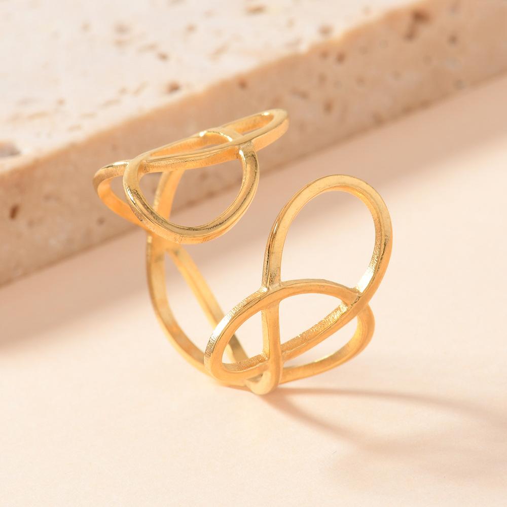 

Stainless Steel Geometric Hollow Rings For Women Gold Color Irregular Finger Ring Minimalist Wedding Christmas Zircon Gift Open