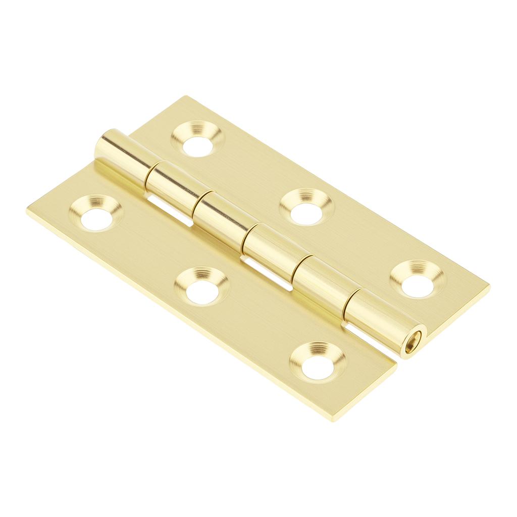 2 Inch Solid Brass Mini Folding Butt Hinges, 8 Pcs with 48 Screws for Cabinet Drawer Wood Box Furniture Hardware
