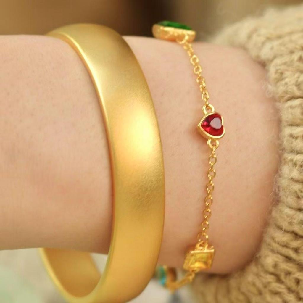 Armreif Goldener Schmerle mit breiter Vorderseite nach alter Tradition - Damen Hochzeit Echter Imitationsgoldschmuck