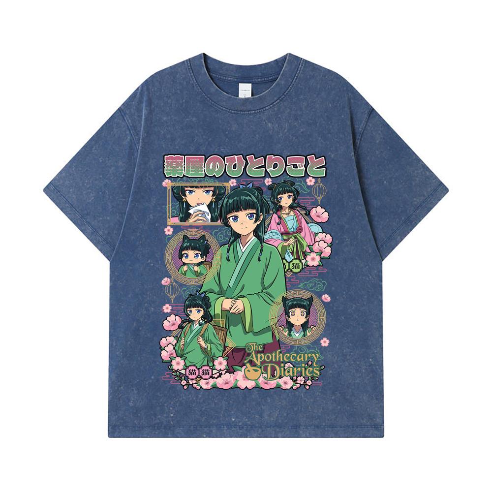 

275 GSM Washed T-shirts 100% Cotton Apothecary Diaries V2 Print Unisex Heavy Cotton T Shirt 2XL королівський синій колір