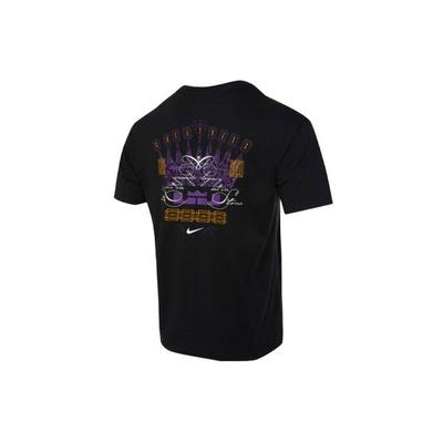 Logo Crown Print American Retro Pattern Sports Short Sleeve Drop Shoulder T-Shirt Men Tops Black FJ2351-010