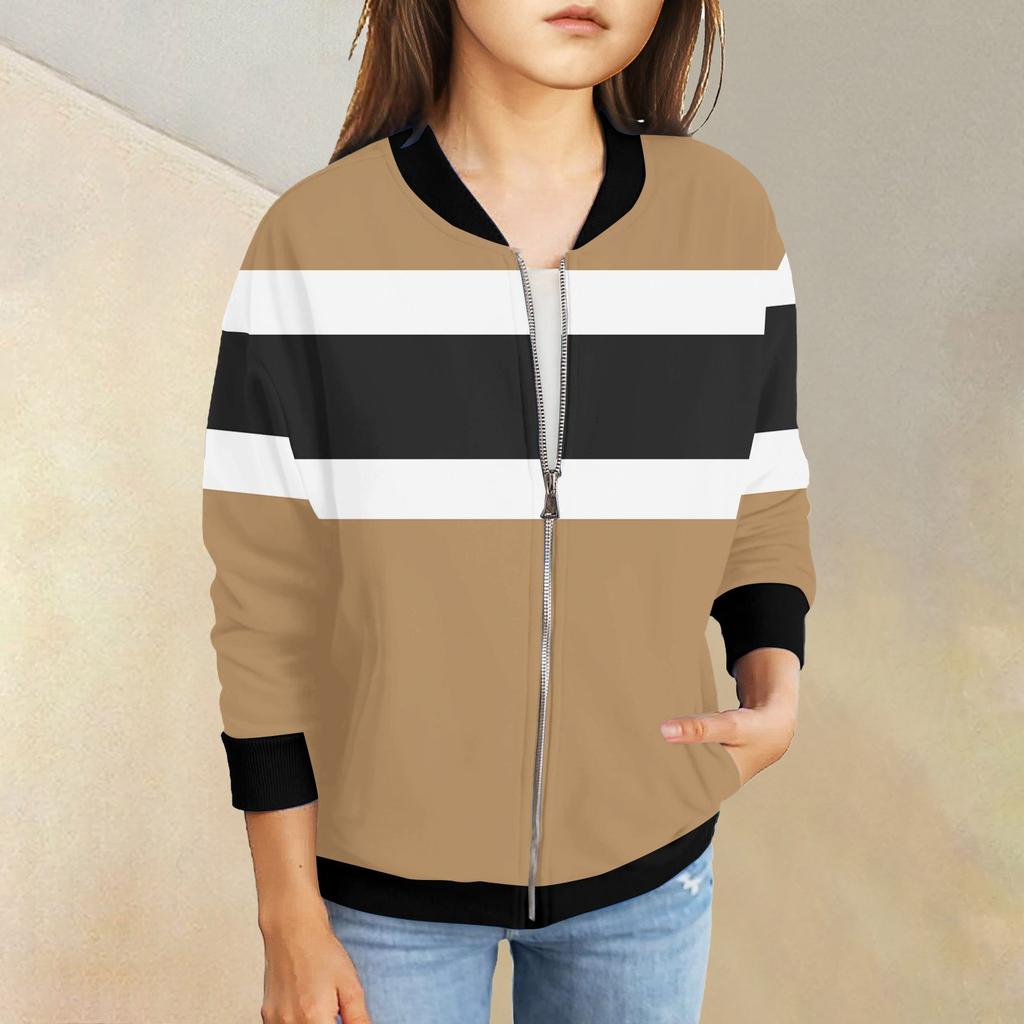 Kızlar Fermuarlı Ceketler Çocuklar Sonbahar Uzun Kollu Sweatshirtler Cepli Dış Giyim 5-15 Yaş