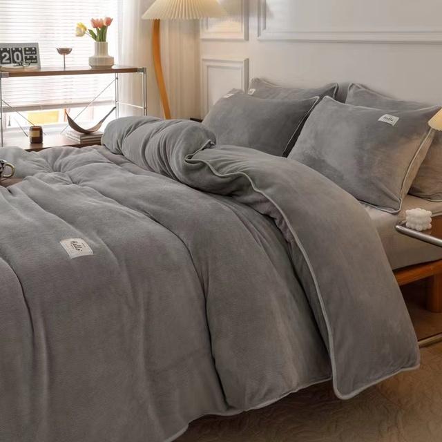Thick Fine Flannel Bedding Set Good Quality Warm Soft Coral Fleece