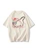 2025 Summer Women's Retro Oversized Cotton T-Shirt with Straight Shoulder