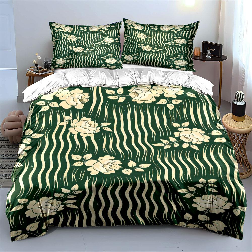 White Roses, Wavy Lines. Bedding Sets Duvet Cover Sets Duvet Covers Pillowcases(1 * Duvet Cover 2 * Pillowcases Without Duvet Insert)