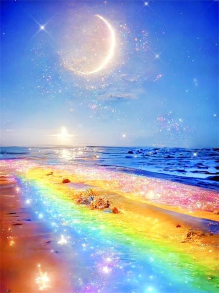 Kolekcja Diamond Painting 2023 Nadmorski Księżycowy Krajobraz 5d Haft DIY Mozaika Fantazyjny Krajobraz Plaży Dekoracja Domu