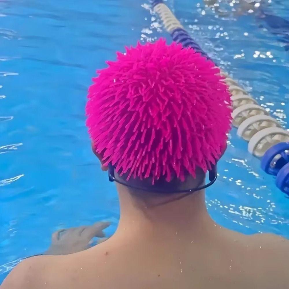 High Elastic Spiky Ball Swim Hat Long Hair Design Sea Urchin Hat Spiky Ball Prank Hat Beach Party