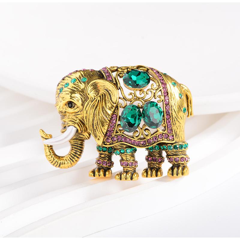 

Винтажная тайская брошь в виде слона, высококачественная женская нишевая брошь в виде животного, индивидуальная брошь с кристаллами