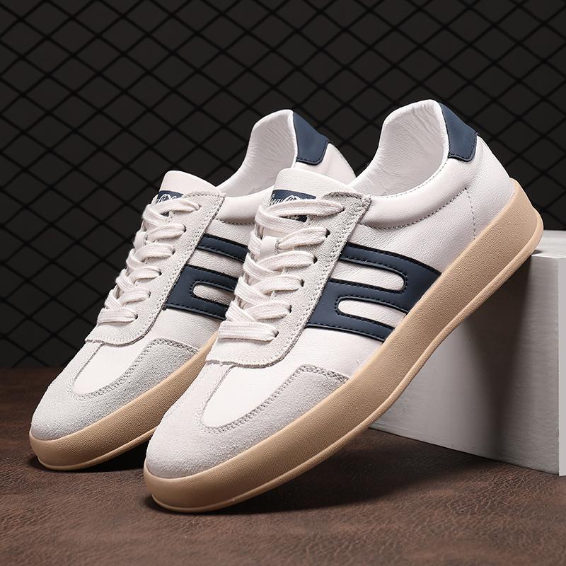 Fashion Men's Genuine Leather Casual Shoes Lace-Up Male Walking Sneakers Outdoor Sports Shoes for Men Comfortable Slip-Resistant Flats