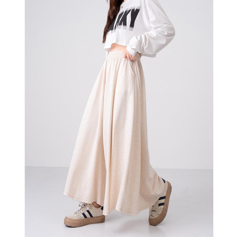 Autumn and winter new drape medium and long high waist skirt lazy style thin loose pleated a word culottes women