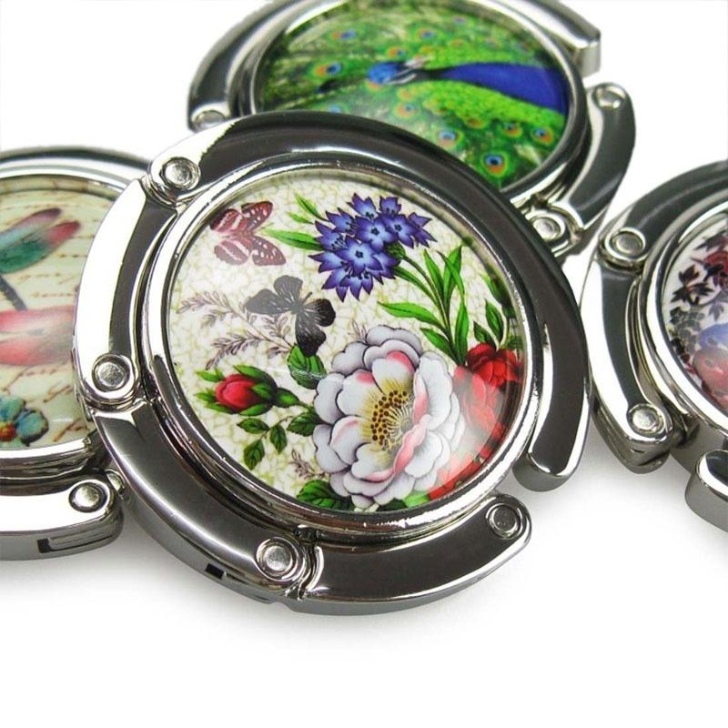 Bolsa dobrável bolsa bolsa gancho cabide suporte borboleta/libélula/pavão presente